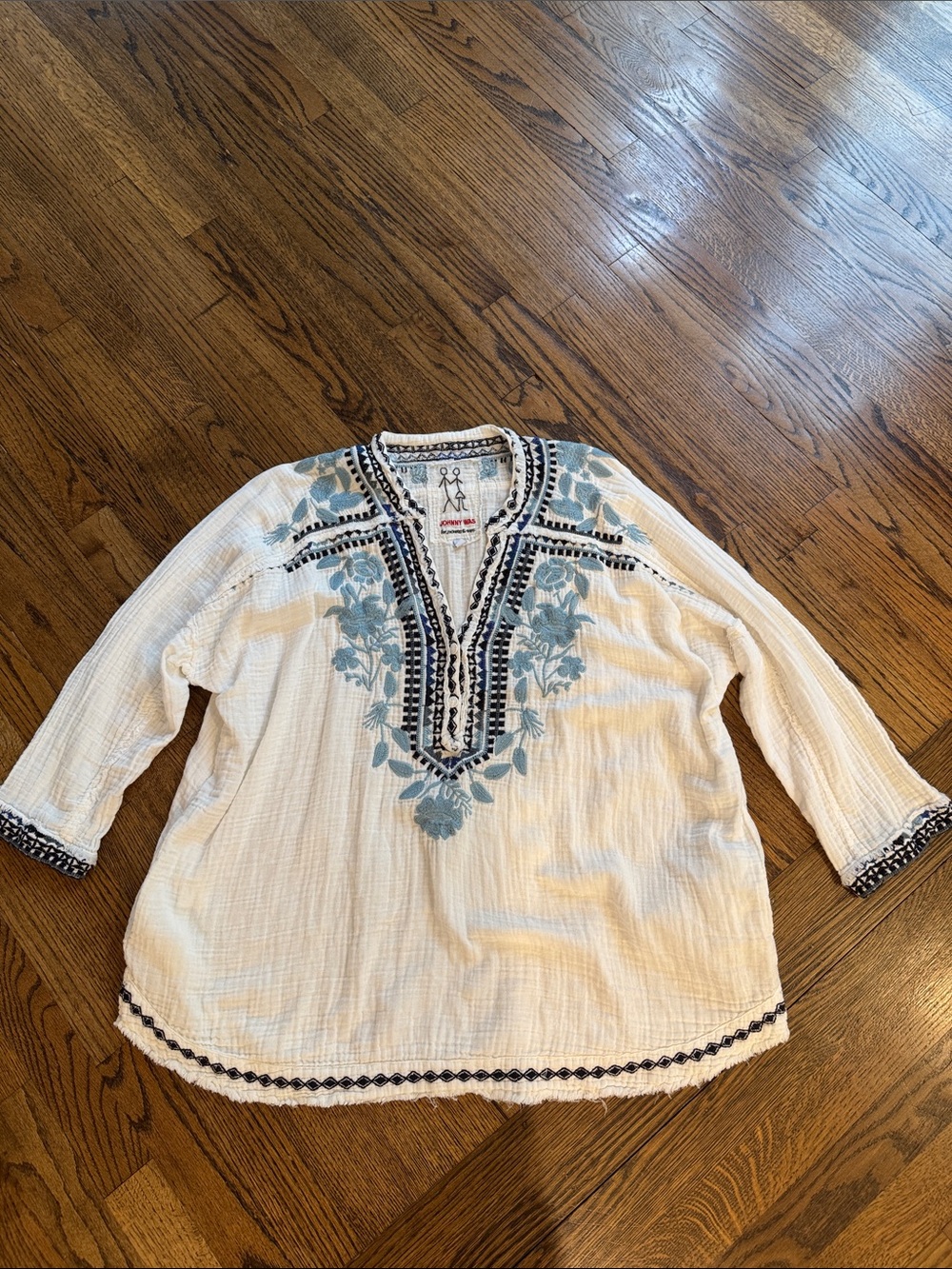 Johnny Was Collection Embroidered Gauze Tunic